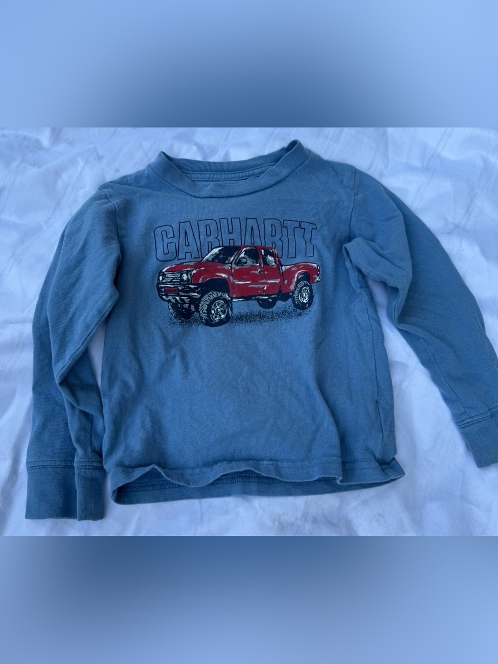 Carhartt Blue Kids Shirt with Red Pickup Truck Graphic